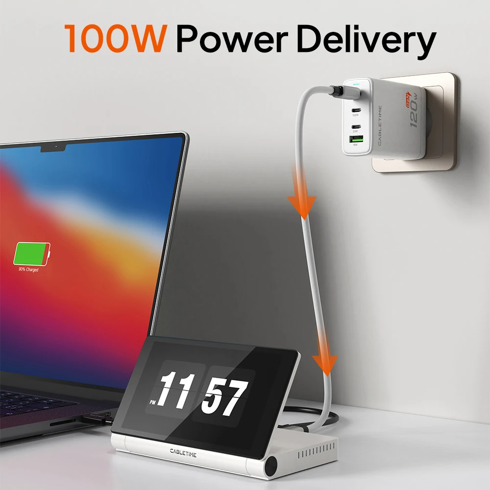 CABLETIME 8-in-1 Dock with 5.5-inch Foldable 720P Screen 5Gbps 4K@60Hz MST Resolution for Mac & Windows Laptop Monitor