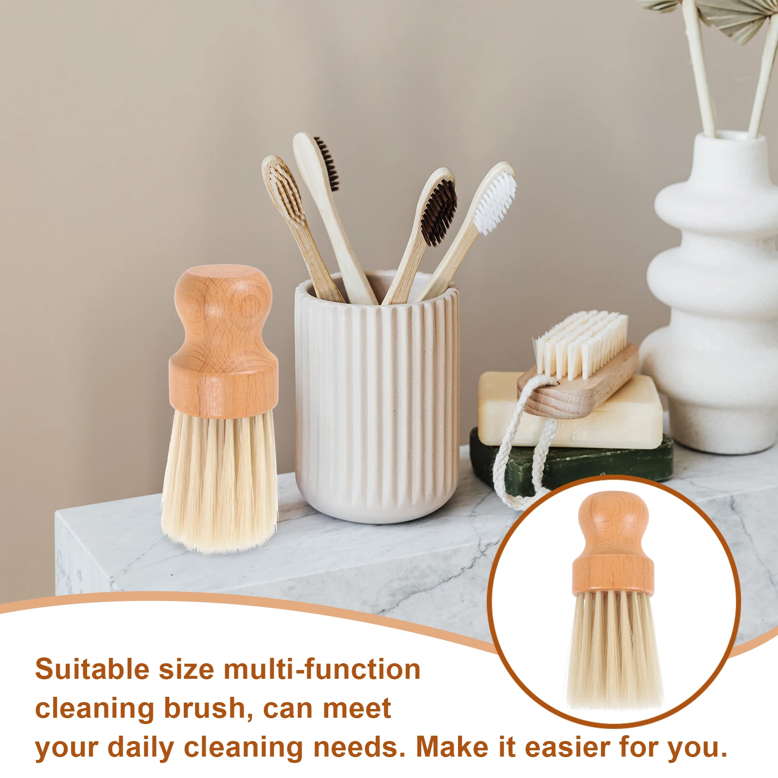 

Duster Cleaning Soft Household Furniture Dust Brushes Bristle H held for Home Car Keyboard Beech Wood H Dust Cleaner Round