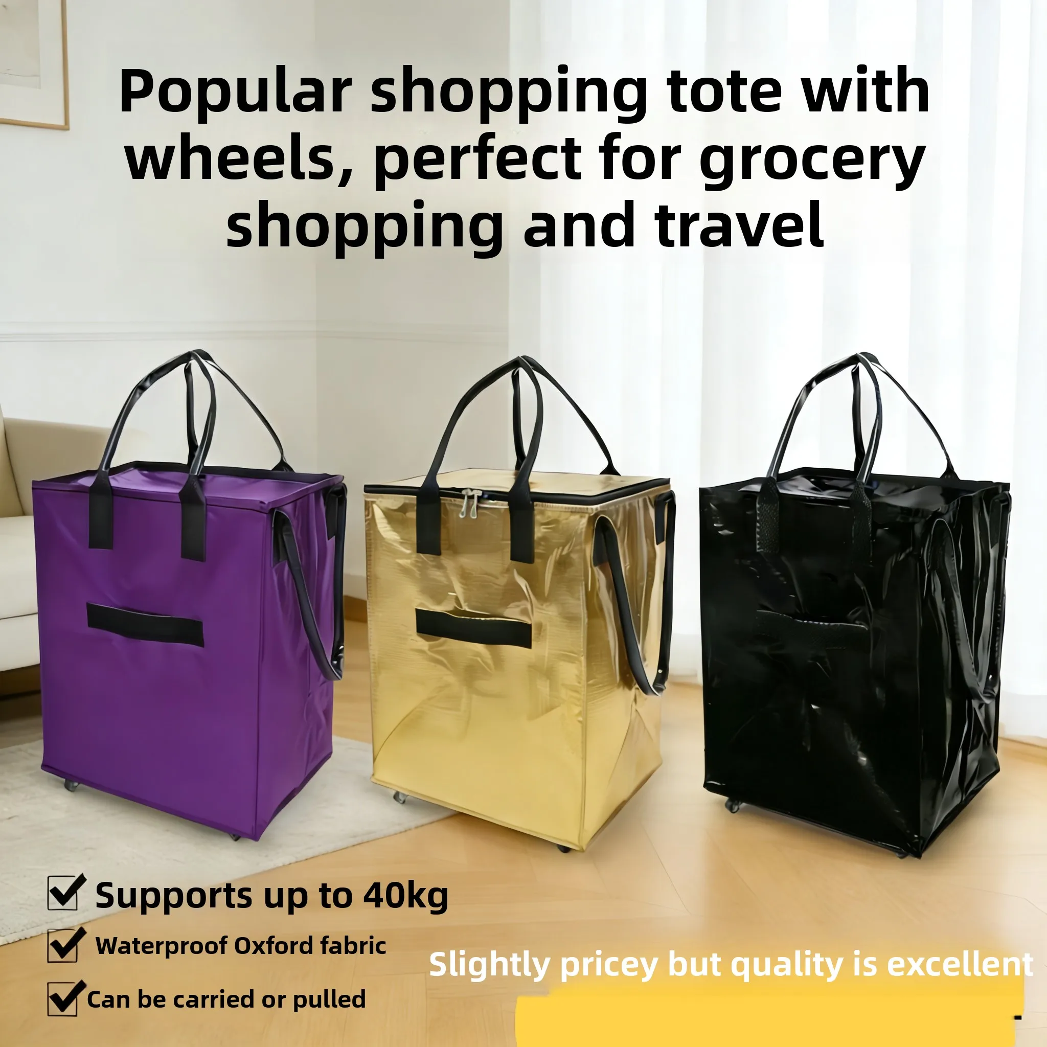 Haoken Portable Shopping Bag Carriage Foldable Travel Outdoor Handheld Luggage Bag Storage for Camping Grocery Shopping