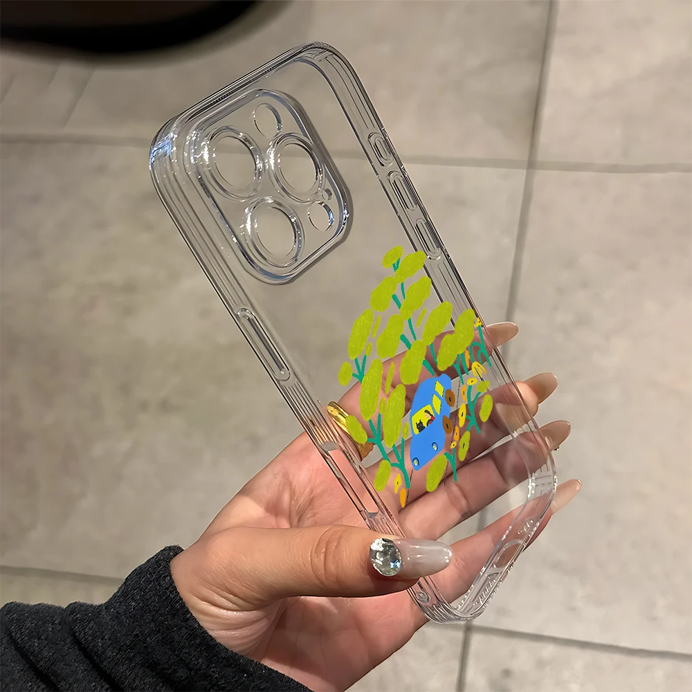 Forest car Silicone Phone Case for IPhone 17 16 15 14 13 12 11 Pro Xs Max Air Mini 7 8 6 6s Plus SE 2020 2022 Cover