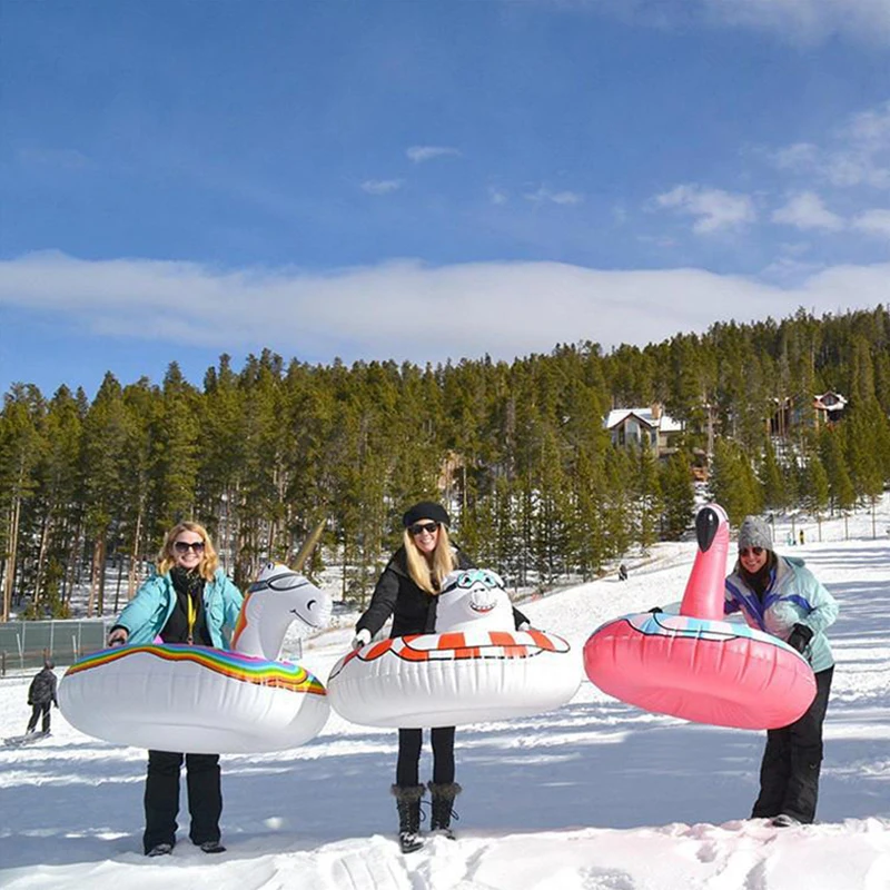 Tubo da neve invernale con unicorno gonfiabile in PVC di alta qualità Slitta e slitta da neve definitiva resistente al freddo 1