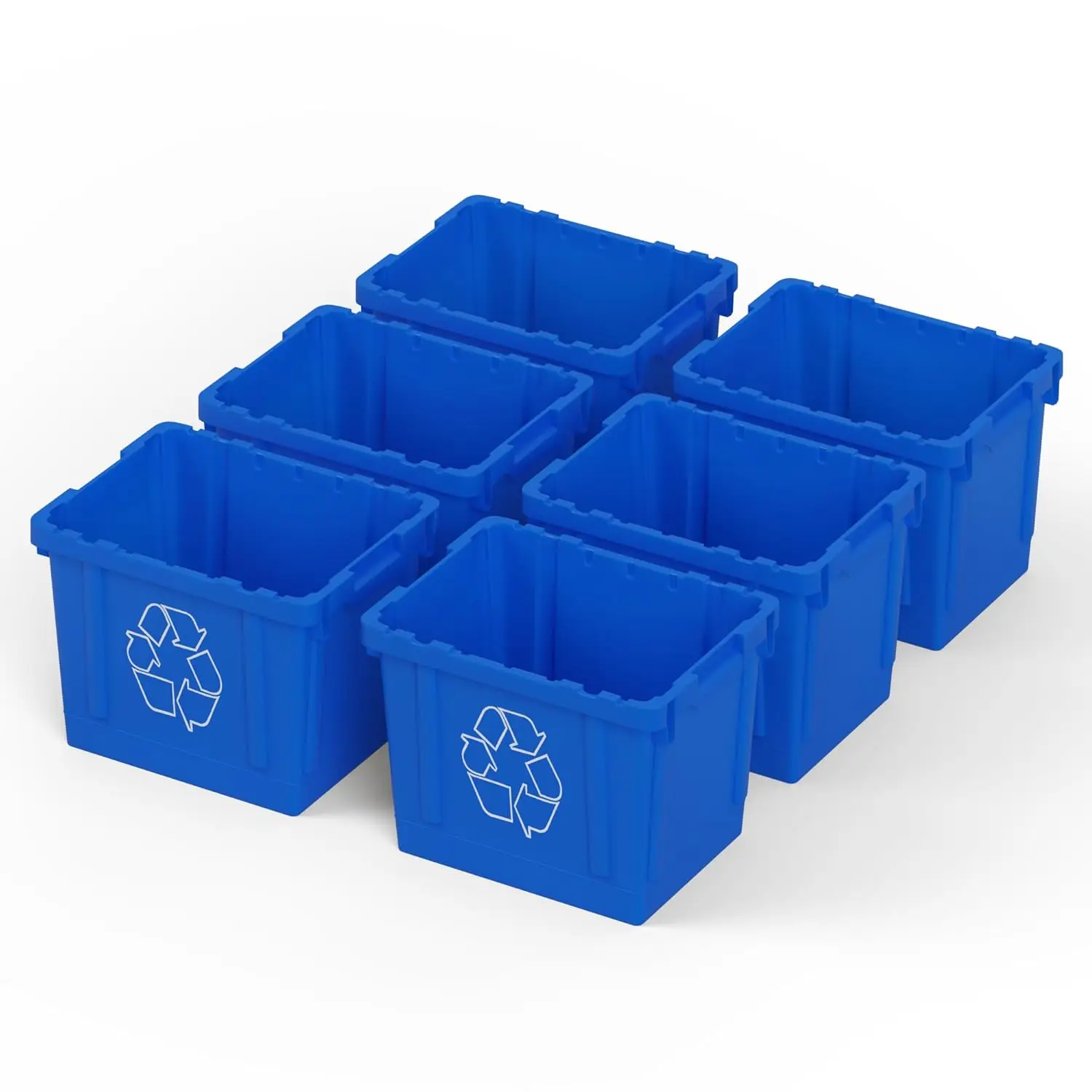 

Прямоугольная синяя контейнер для переработки на 14 галлонов | в упаковке | Внутри снаружи бордюры | Штабелируемая коробка для бумаги из пластика