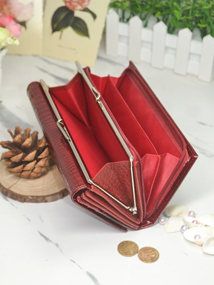 HH Genuine Leather Women's Wallet Alligator Long Hasp Zipper Wallet Ladies Clutch Money Bag New Female Luxury Coin Purses