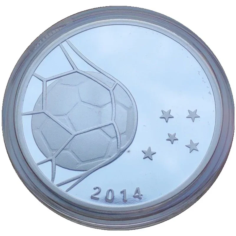 Brazil Silver Glating Souvenir, Famous Football Cup, Commemorative Coin Badge, Medal Souvenir, Arts Gifts, 2014