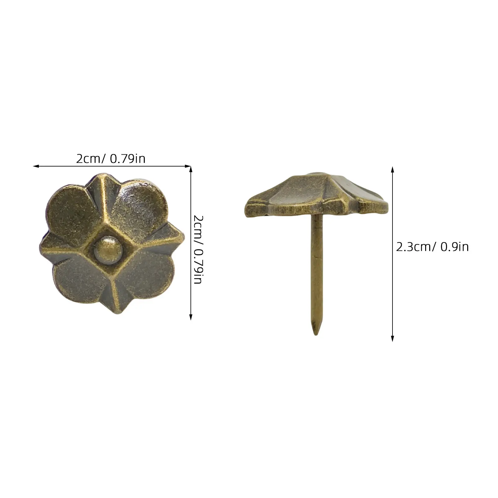 30Pcs Heavy Duty Upholstery Tacks Vintage Four Leaf Clover Metal Studs Bronze Decorative Pins Furniture Sofa Barn Door