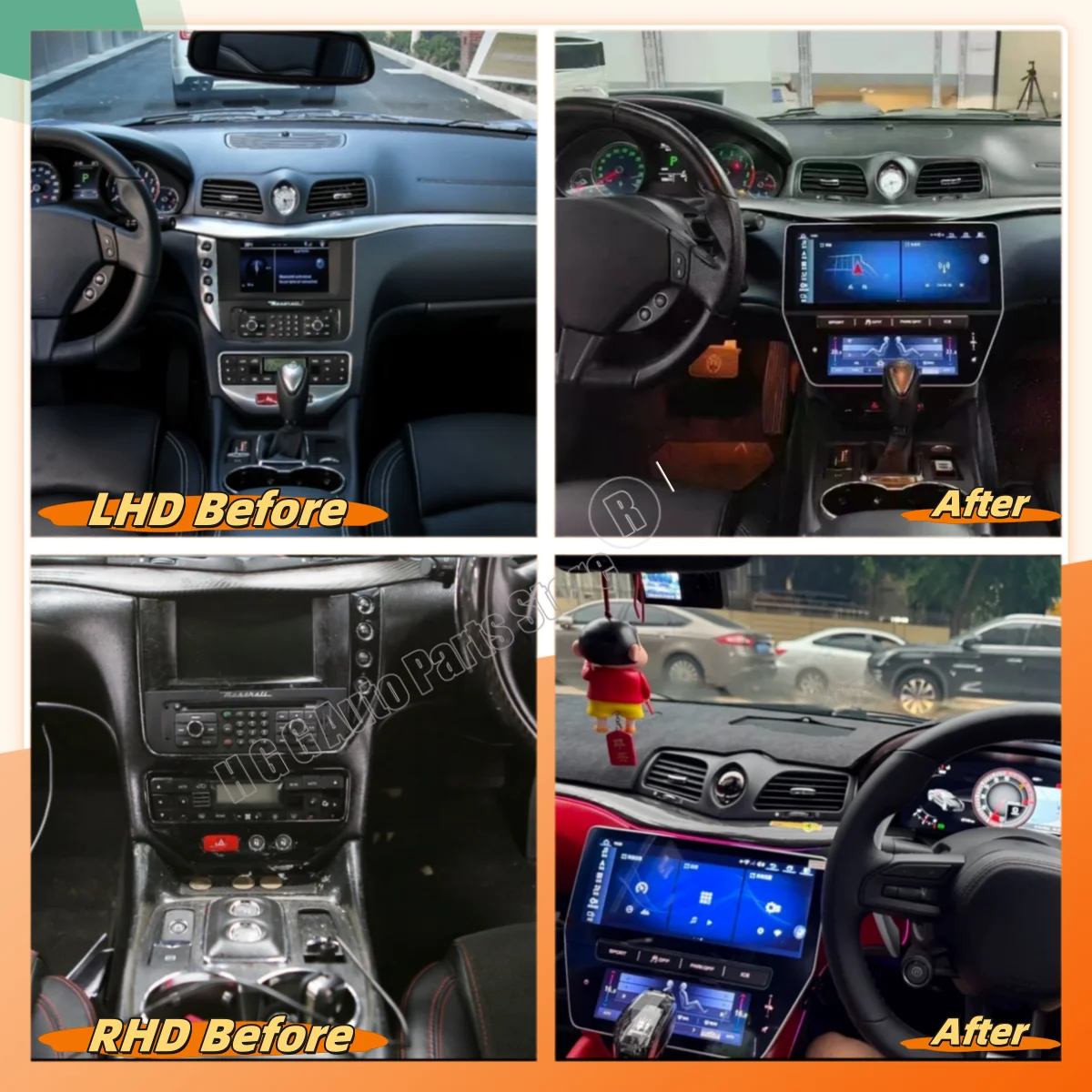 22 inch RHD Android 12 For Maserati GT Android 2007 - 2015 Car Radio Carplay Qualcomm Multimedia Player  GPS Navigation AC Board