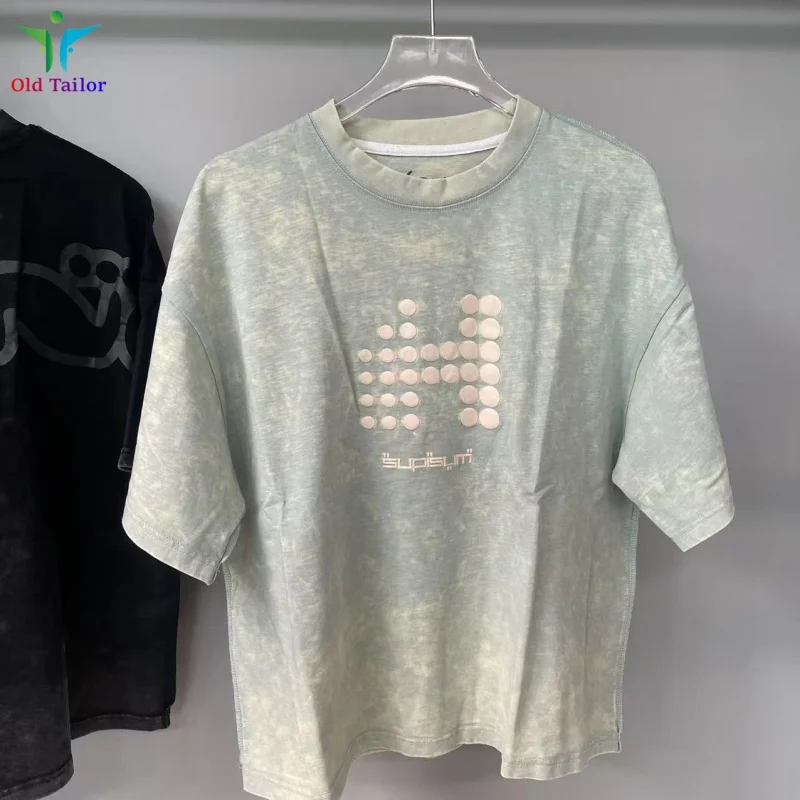 

25SS Vintage Street Hip Hop Short Loose T-shirt Simple Washed Printed Logo Mens Womens Summer Short Sleeve T-shirt