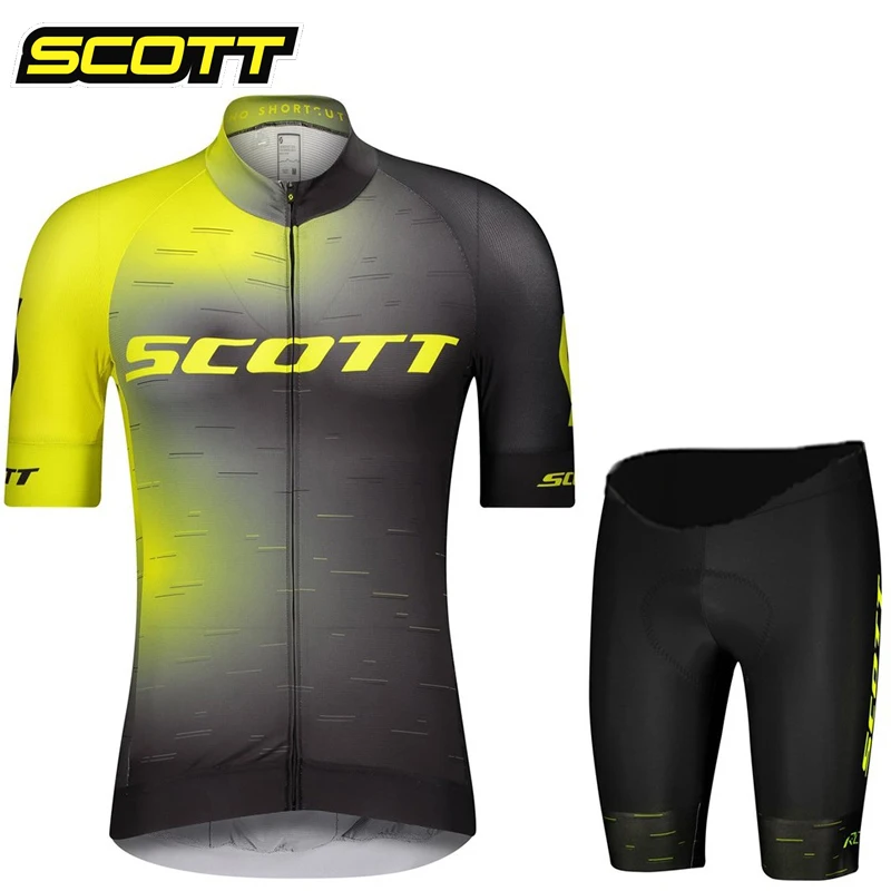 Bike Jersey Set 2023 Team SCOTT Cycling Clothing Summer Short Sleeve Cycling Suit Men\'s Top and Bottom 19D Gel Bib Shorts Kit