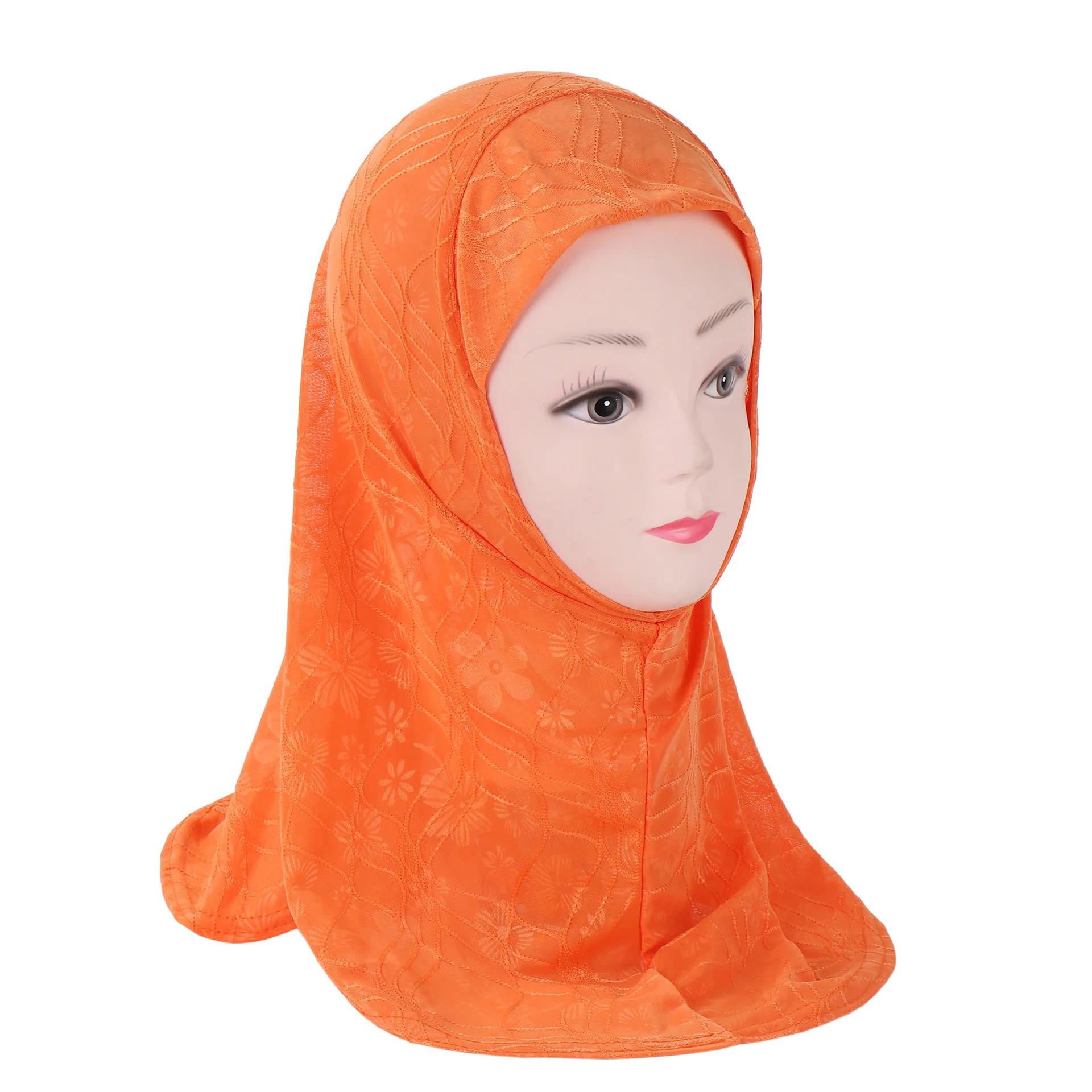 2-6 Years Old Small Girl Cute Hijab Cap with Beautiful Muslim Scarf Islamic Headscarf Hat Amira Pull On Ready Instant Headwrap