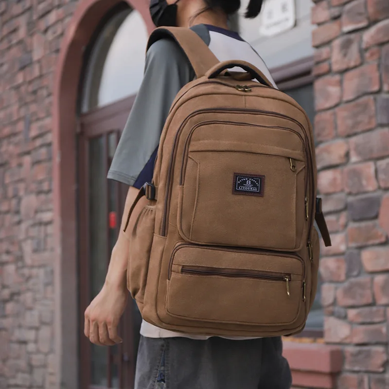 

Men's Retro Canvas Backpack Outdoor Travel Large Capacity Thick Durable Rucksack Bag Unisex Student Laptop Backpack