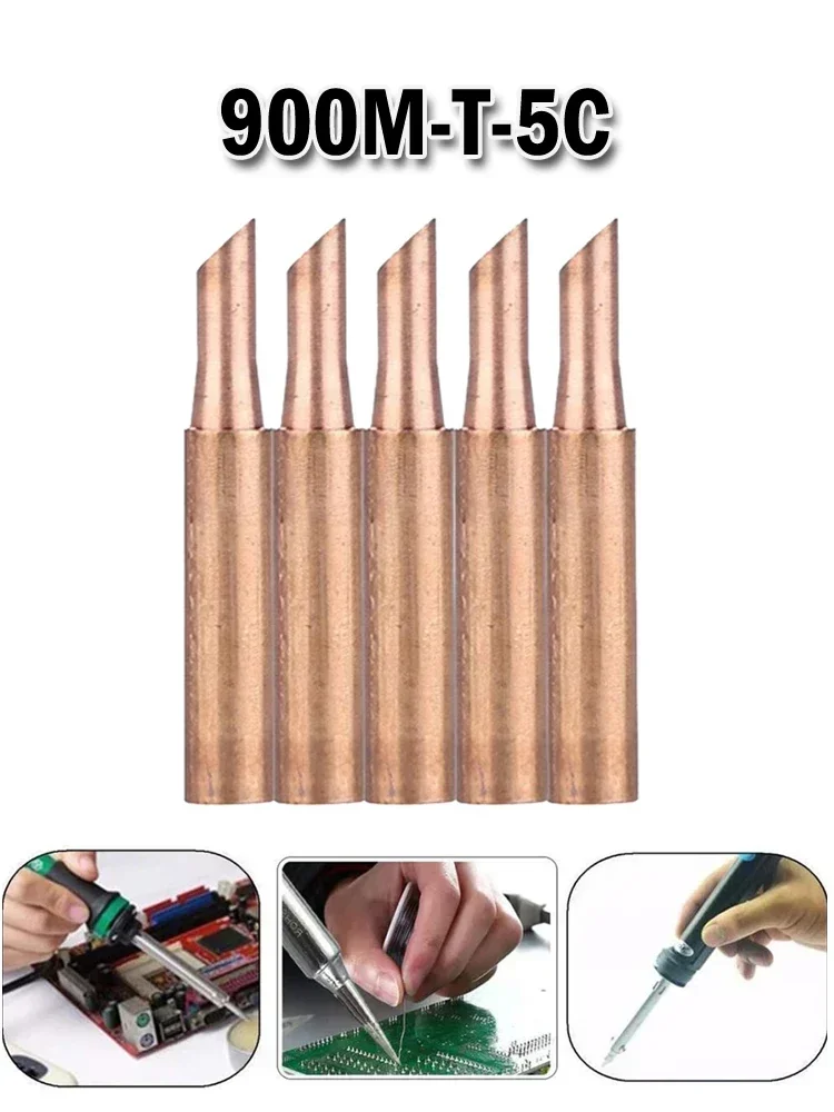 

5pcs Soldering Iron Tip 900M-T-5C 4.5-4.7mm Inner 6.4mm Outer For Welding Occasions Copper Power Tools Welding Accessories