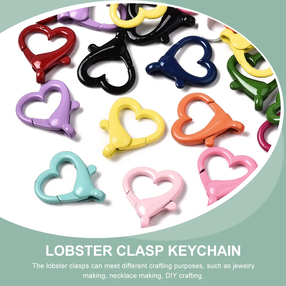

20pcs Heart Shape Lobster Clasps Alloy Color Keychain Connecting DIY Necklace Accessories Jewelry Making Craft Supplies