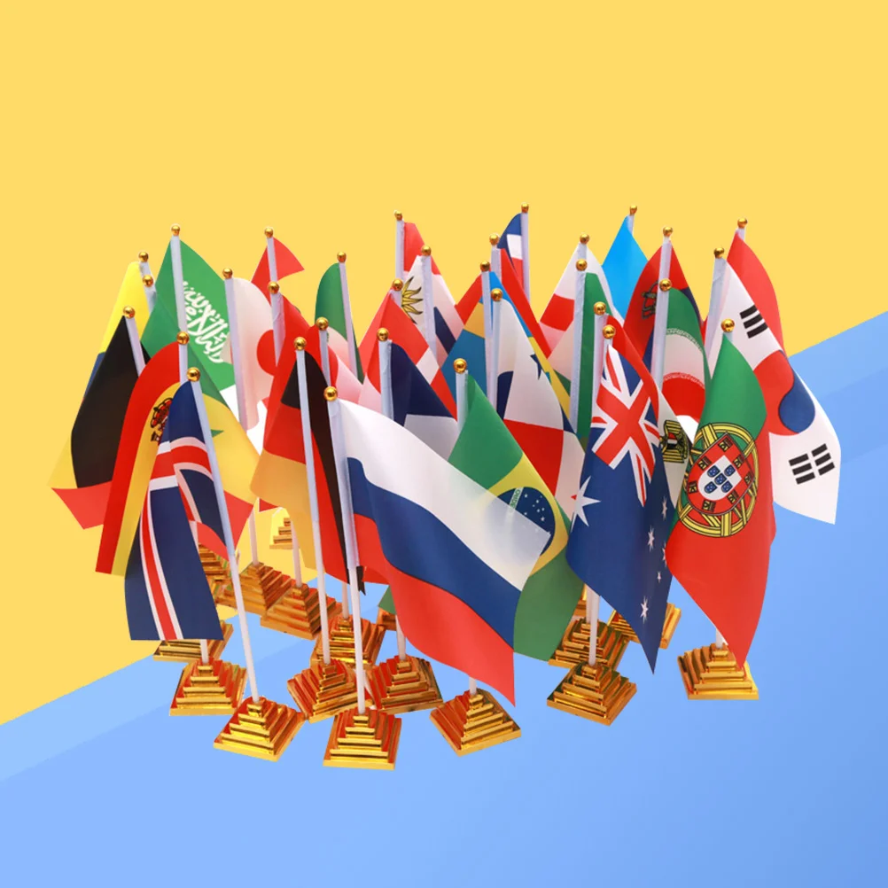 Drapeaux internationaux avec support pour décorations de table de bureau, drapeaux du monde, pays, 10 pièces, 2018