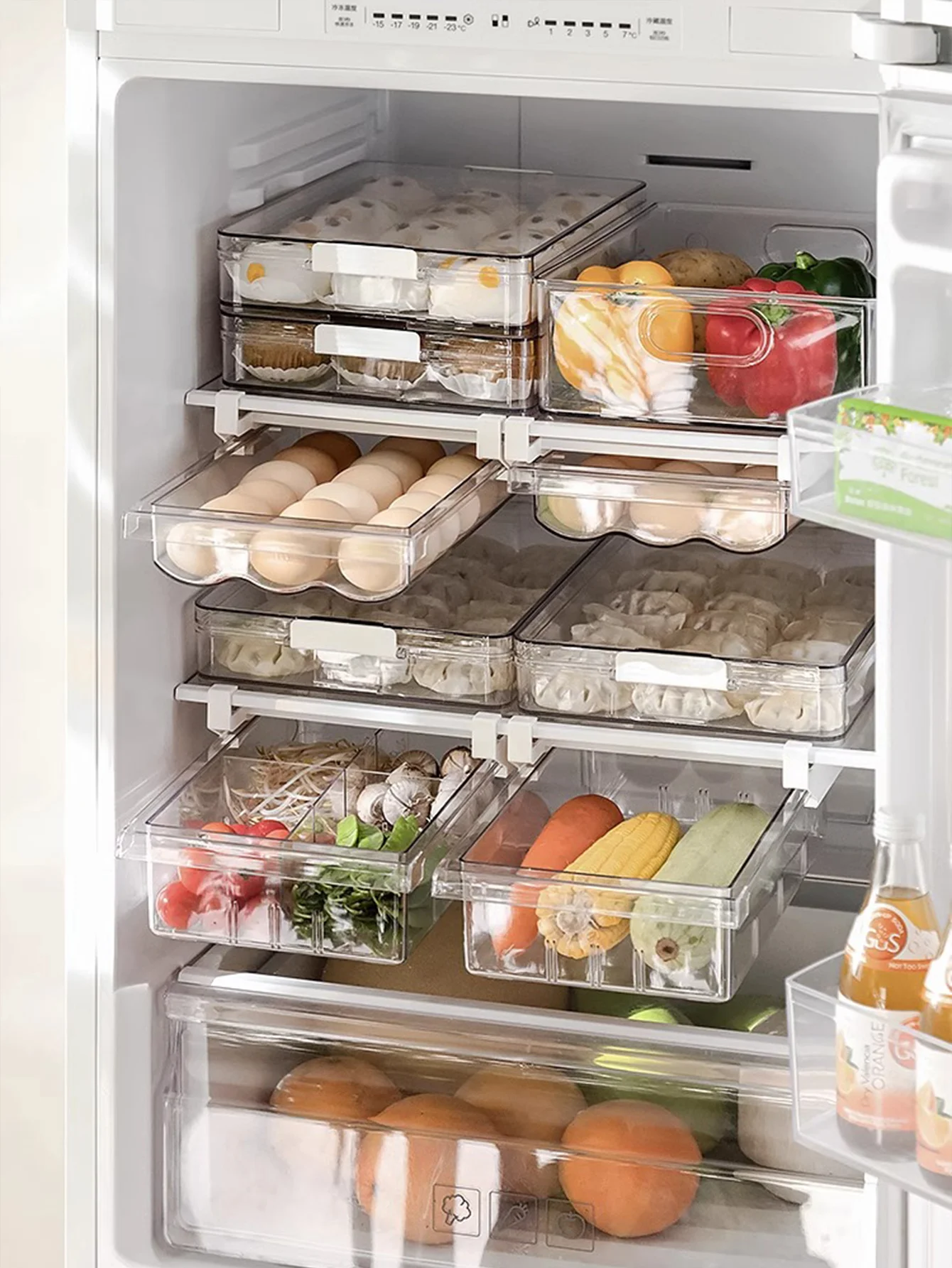 1 PCS Refrigerator Drawer Storage Box Kitchen Transparent vegetable Fruits Organizer Suspended Fridge Container Space Saving