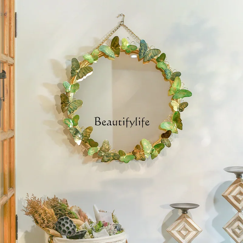 FG43*Design Metal Simple Dresser Decorative Style Makeup Desktop Oval Mirror