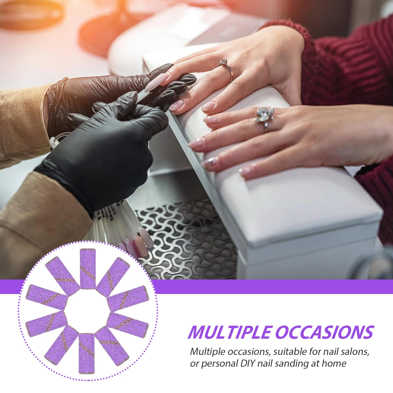 50 قطعة الرملي العصابات للأظافر مسمار لقمة ثقب الاكريليك مانيكير طحن خواتم المحمولة العصابات الصغيرة هلام البولندية أداة إزالة الصواميل #6