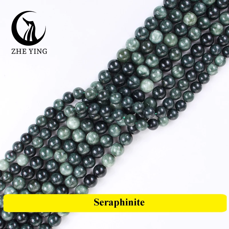 100% Natural Seraphinite Gemstone Beads Round Loose Stone Beads For Jewelry Making Diy Bracelet Necklace Accessories