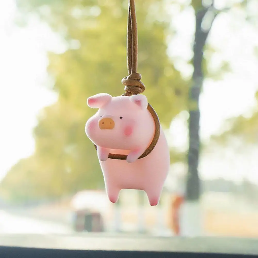 Piggy Swing Charm for Car Cute Piggy Car Pendant Playful Eye-catching Car Decor 2pcs Cute Pig Rearview Mirror Hanging for A