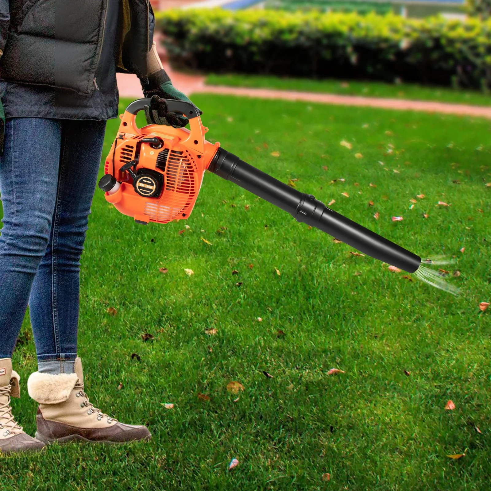 

25.4CC 2-Stroke 4.59ft³/h Gas Leaf Blower Commercial Handheld Gas Leaf Blower Grass Lawn Yard Dust Blowing Cleaning Tool