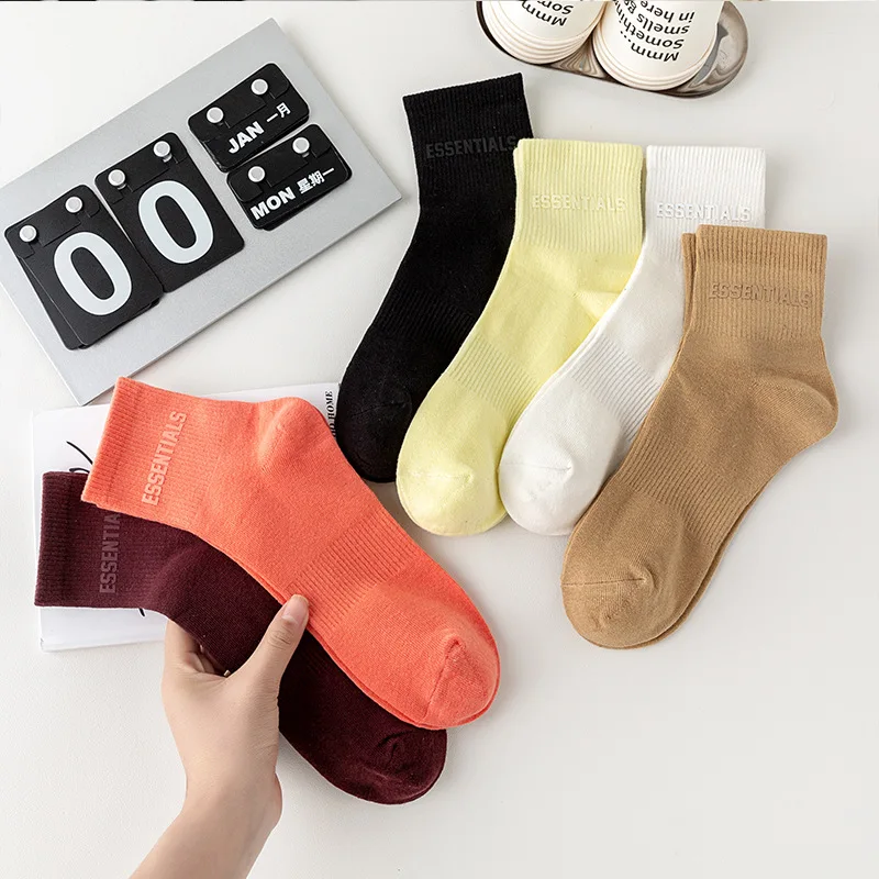 Women\'s Socks New Summer ESSENTIALS Socks Loose Rubber Letter Logo Hip Hop Unisex 100% Cotton Sports Socks Designer Brand