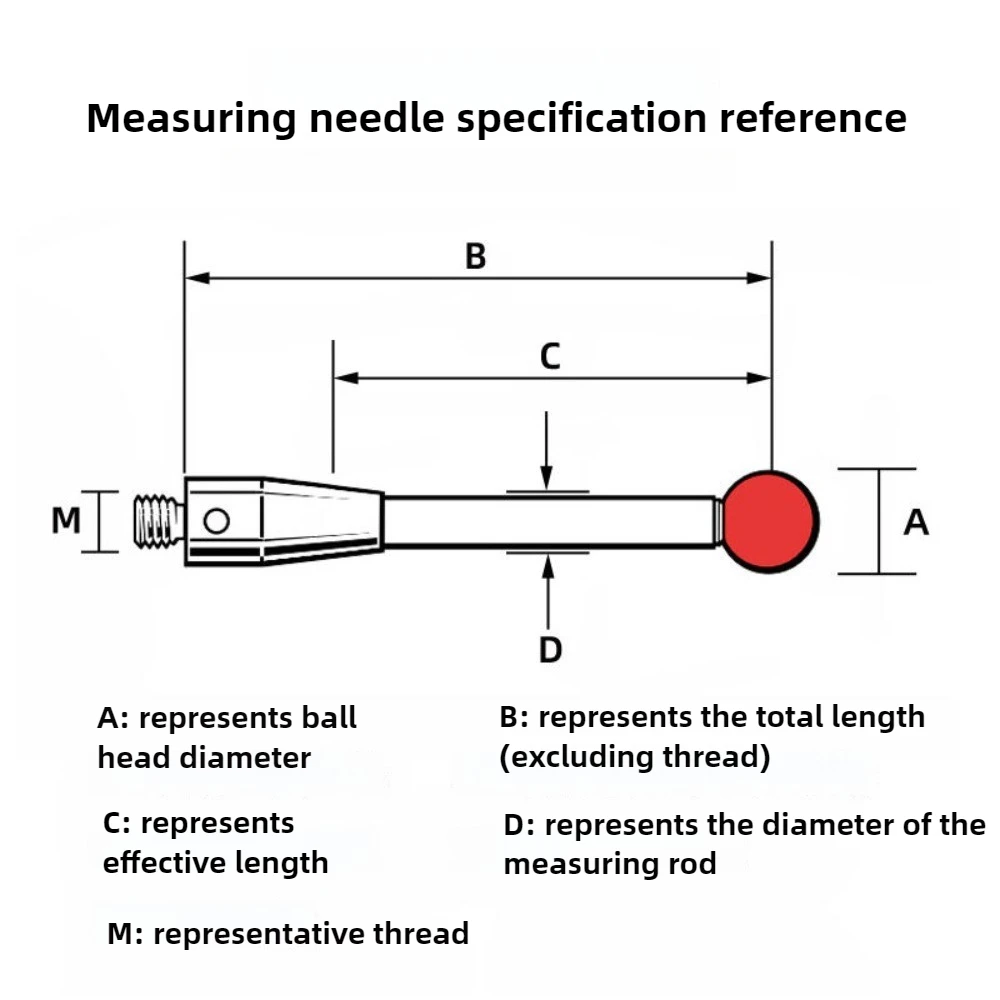 1PCS: M3 Three-Dimensional Measuring Head Three-Coordinate Stylus CNC Numerical Control Machine Tool Ruby Probe
