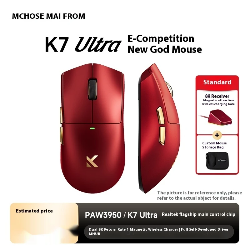 Nuevo MCHOSE K7 Ultra ratón inalámbrico Dual-8K PAW3950 triodo 2,4G Gamer 42000DPI 750IPS 59g ligero e-sports FPS ratón para juegos