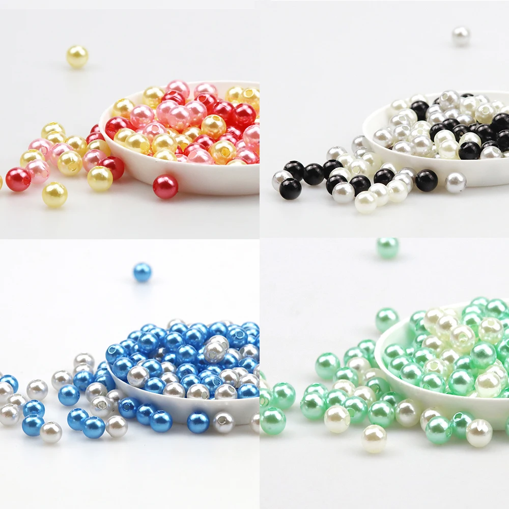 100/200PCS 6MM Perforated Imitation Pearl Mixed Dispersion Beads Decorate DIY Handmade Jewelry Clothing Jewelry Accessories