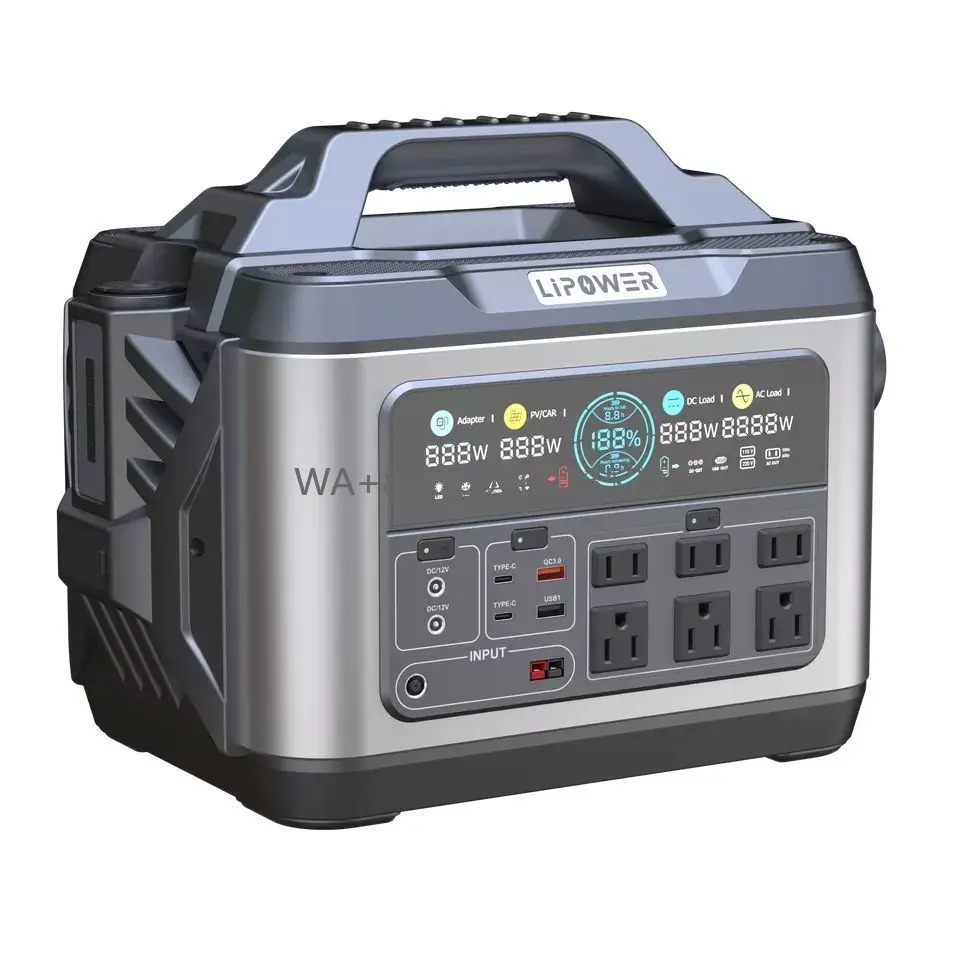 

System Camping Emergency Solar Generator 1200 Watt Portable Power Station 220V Power Bank Home Portable Solar Energy heat sink