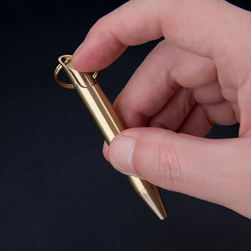 النحاس انقر القلم المحمولة قلم توقيع المهنية جيب النحاس قلم حبر جاف متعدد الوظائف الكتابة القلم المفاتيح للأعمال