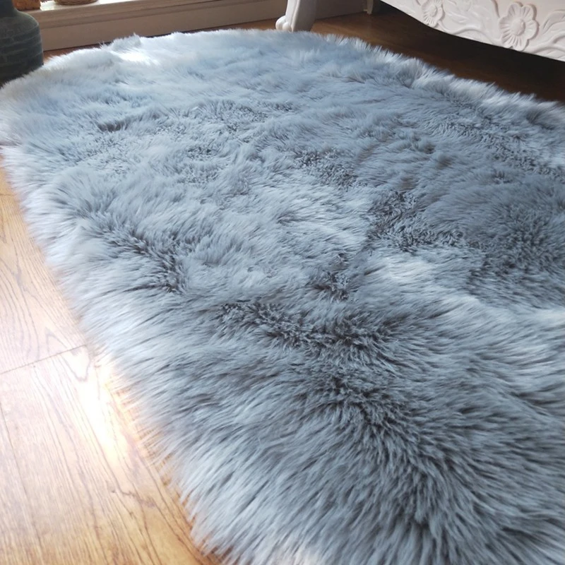 Oval Fur Rugs Bedroom Thicken Fluffy Carpet Living Room Bed Down Children's Floor Hairy Soft Sofa Foot Mat For Home Accessories