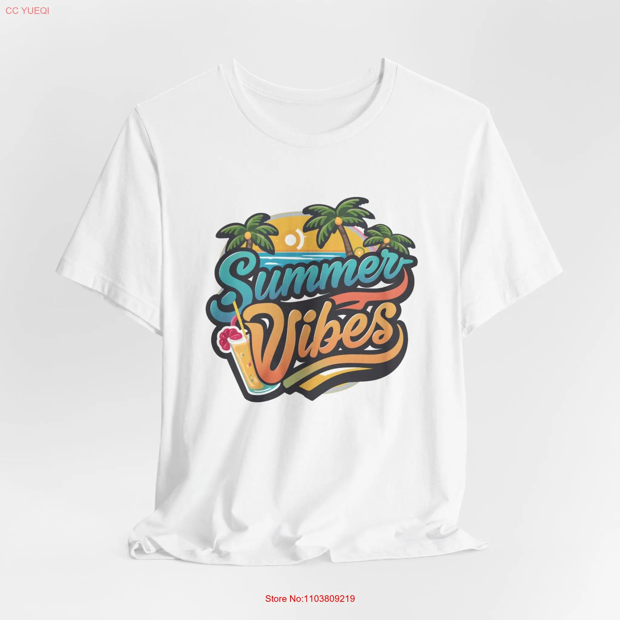 Summer Vibes T Shirt Bright and Fun Tropical Design Playful long or short sleeves