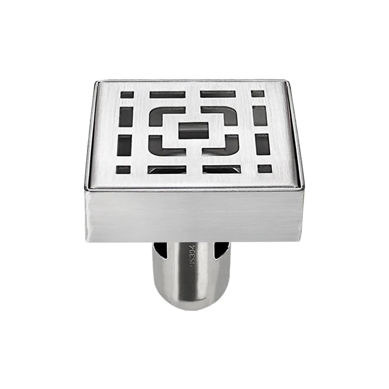 304 Stainless Steel Brushed Balcony Shower Corner Invisible 8*8cm Small Floor Drain Square Bathroom Deodorant Floor Drain