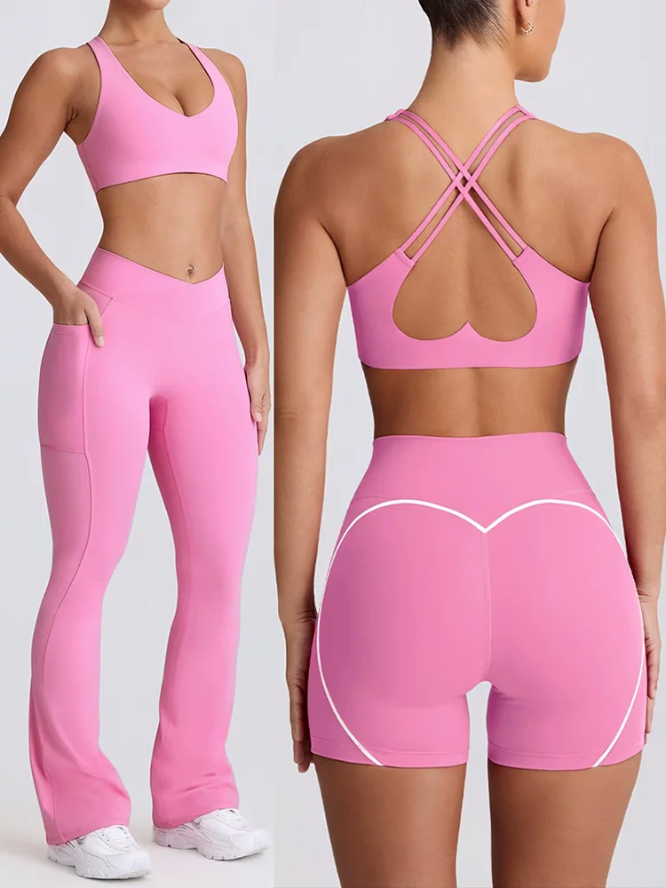 2 PCS Set New Sports Underwear Halter Nude Yoga Wear Fitness Quick-Drying Yoga Pants Yoga Wear Set Women's Fashion Sexy Clothing