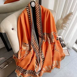 Winter Women's Scarf Luxury Design Double sided Cashmere Feel Scarf Warm Scarf Shawl