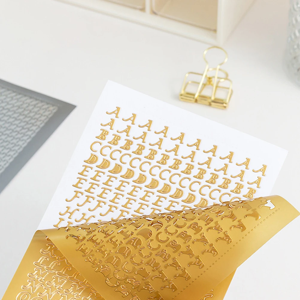 

7 Sheets PVC Alphabet Stickers Self Adhesive Letters for DIY Craft Decor Gold Travel Labels Kids Scrapbooks Photo Albums