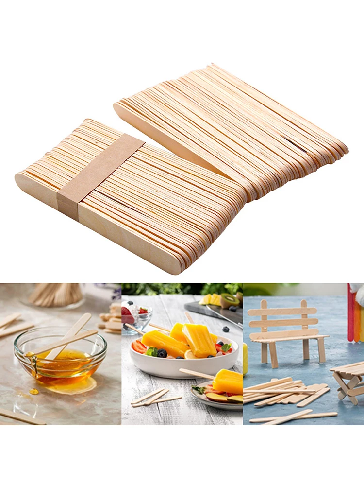 Bâtonnets de crème glacée en bois, 50/100 pièces, artisanat, décoration en bois pour bricolage