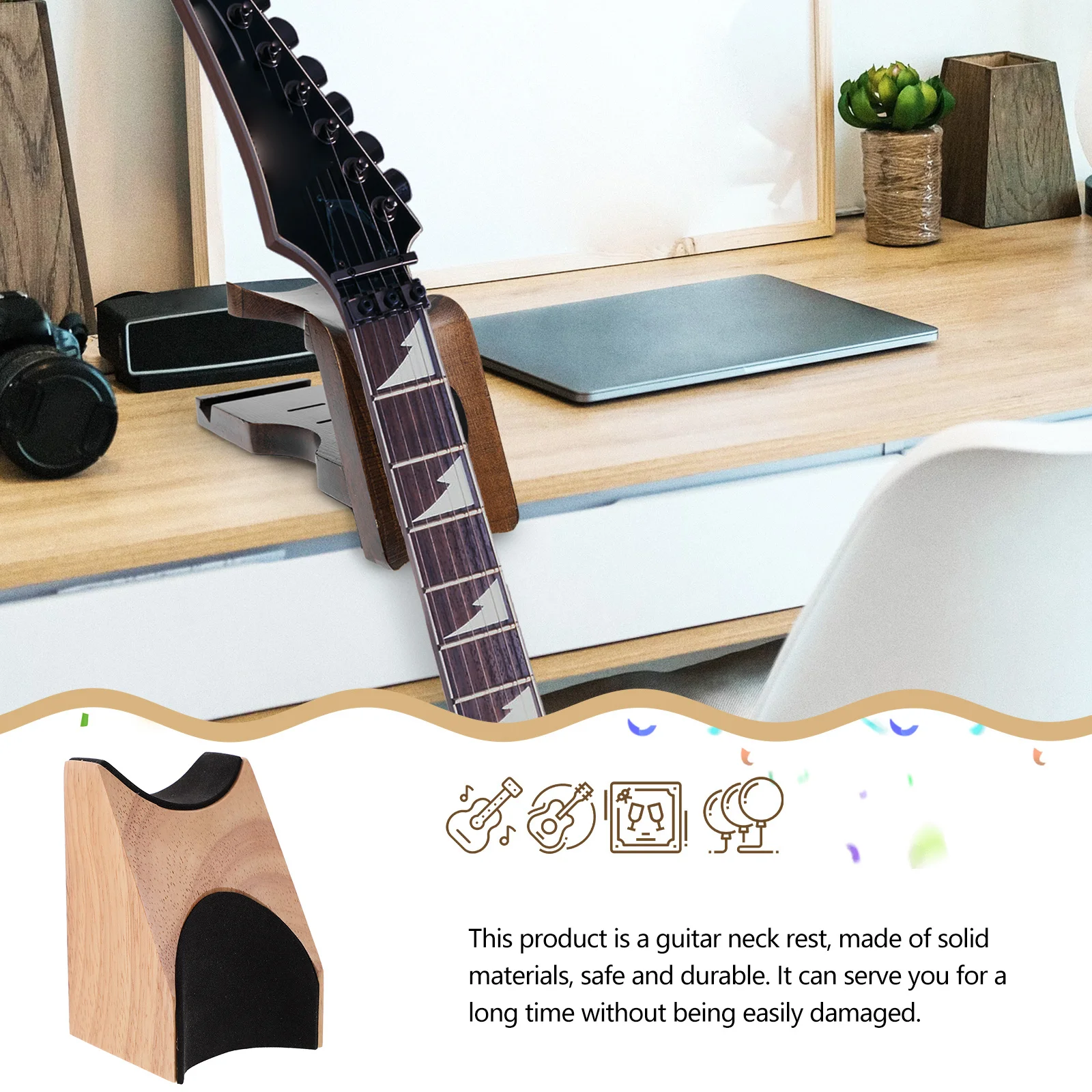 

Guitar Stand Instrument Holder For Electric Guitar Ukulele Pipa Solid Wood Neck Support Anti-Slip Lightweight Portable