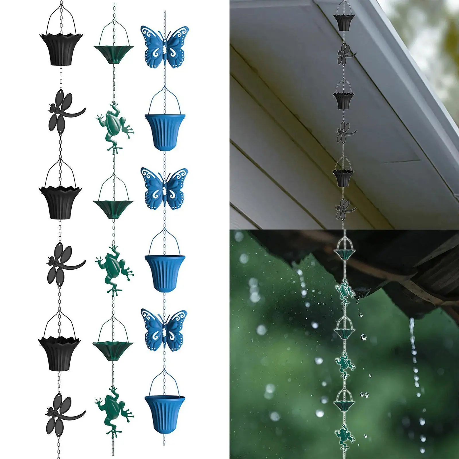 

Rain Chain Made of Sturdy Zinc Sheet with Practical Collecting Cups As Downpipes