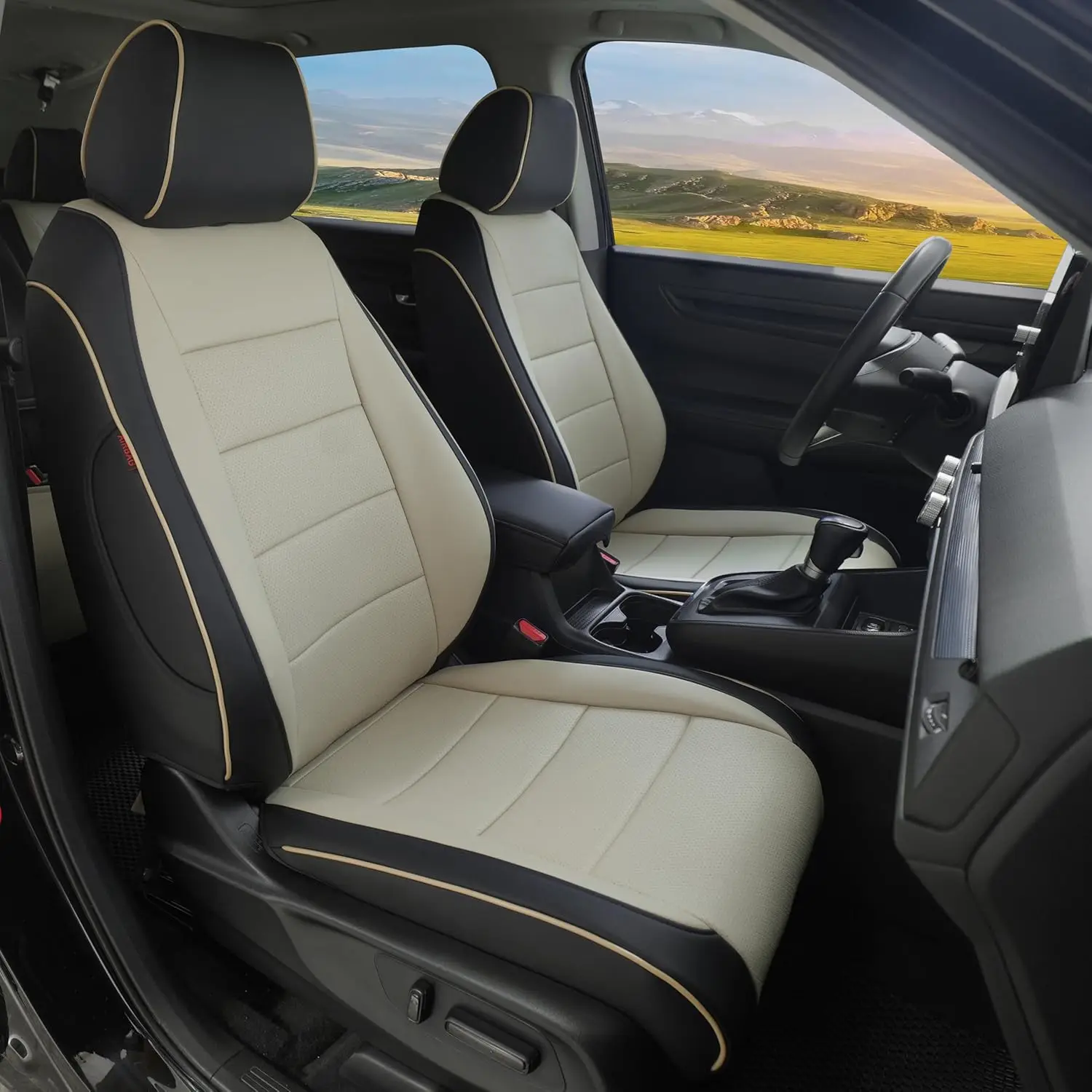 

Custom Fit Leather Car Seat Covers for Honda CRV 2023-2026, Waterproof SUV Seat Cushion Full Set in Black/Beige