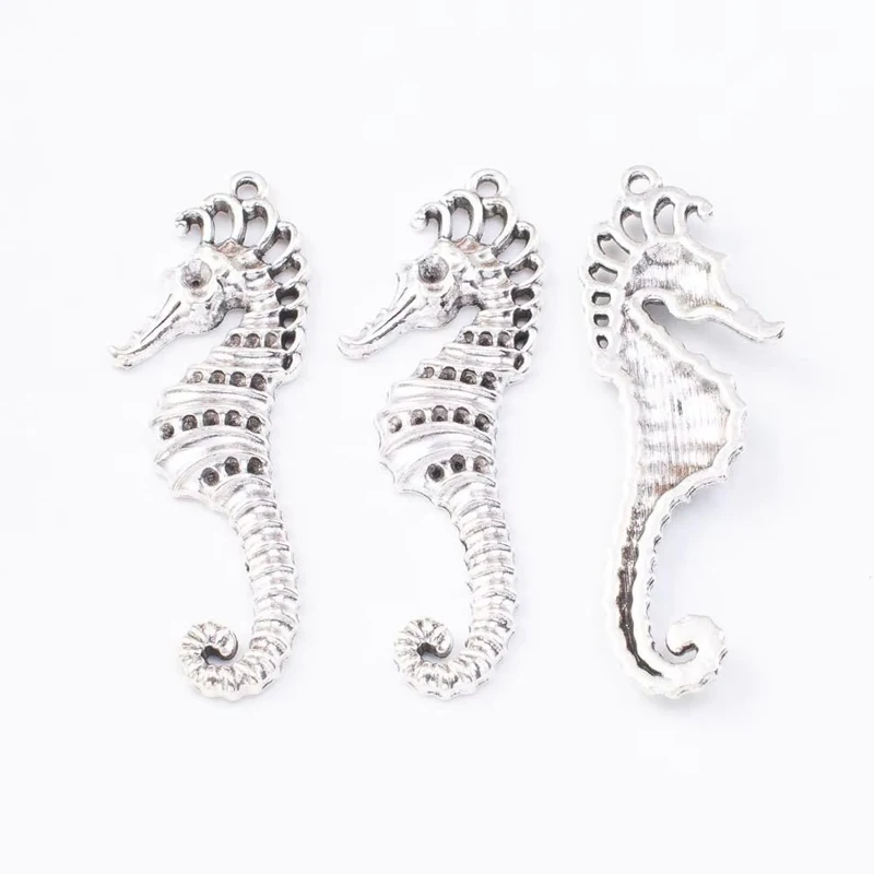 30pcs 53*18MM Zakka Style Wedding Creative Gift Alloy Seahorse Jewelry, Vintage Classic Handmade Diy Sweater Necklace Pendant.