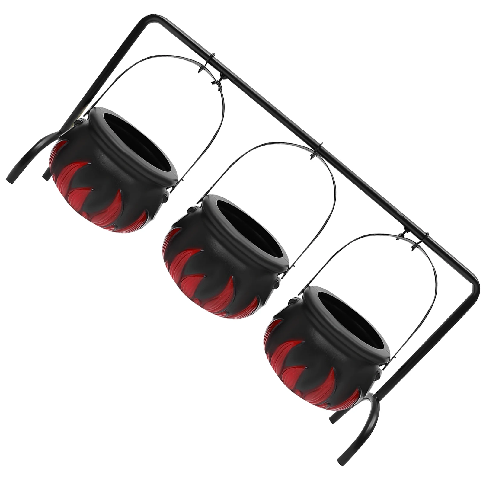 

1 Set Halloween Bucket Decorations 3 Black Flame Buckets Metal Plastic Reusable Home Kitchen Shelf Pot Portable