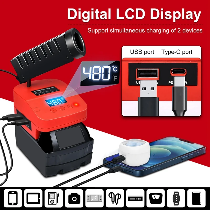 

Cordless Soldering Station Soldering Iron Station for 18V Battery Cordless Soldering Iron with Digital