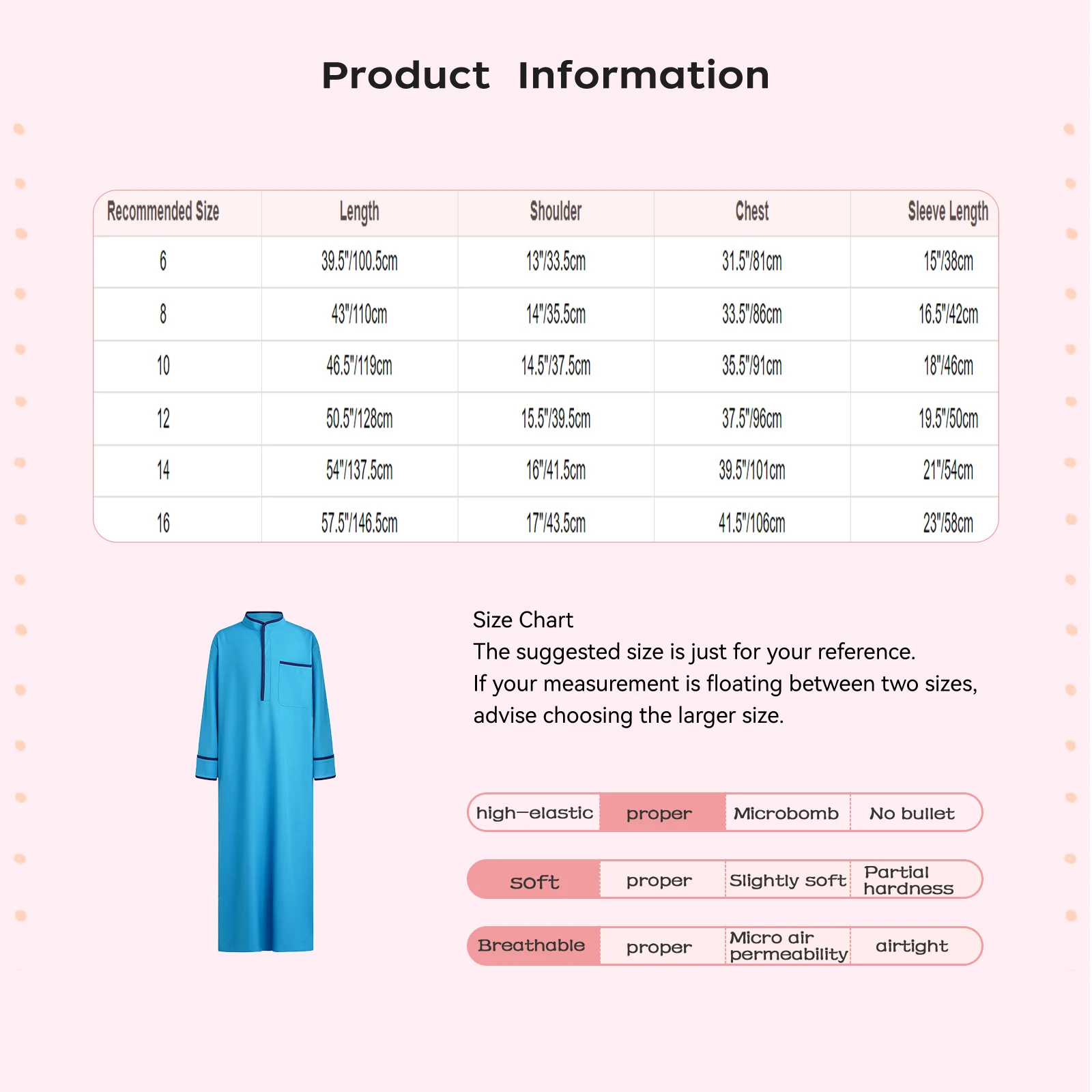 Kids Boys Muslim Thobe Arabic Middle East Loose Kaftan Long Sleeve Stand Collar Pocket Maxi Robe Casual Muslim Child Clothes