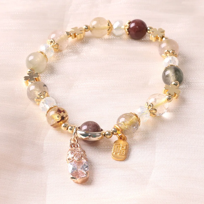 

Роскошный браслет Lucky Yellow Crystal Light, супер фея, милый, простой, универсальный, натуральный цвет, для волос, хрустальная нить, ювелирные изделия из бисера