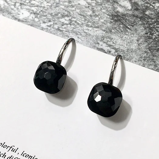 100% 925 Sterling Zilver Snoep Stijl 21 Kleuren Blauw Wit Rood Groen Geel Crystal Drop Earring Voor Vrouwen Fijne Sieraden