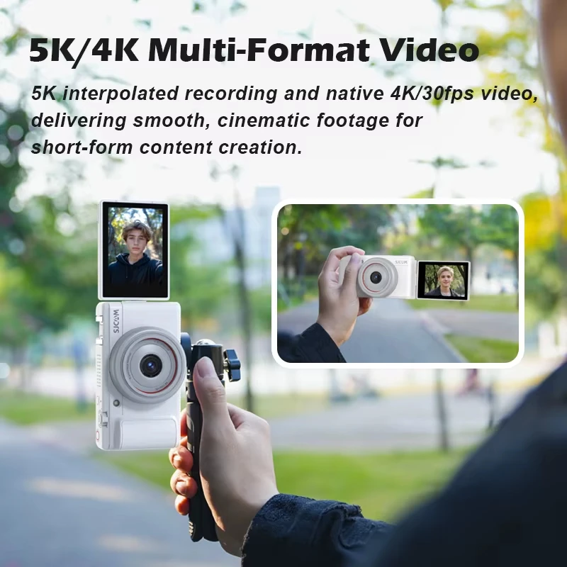 SJCAM ZV200 5K Digital Camera 80MP Pocket Vlog Camera | 6-Axis Stabilization | Rotatable Touch Screen Student Camera