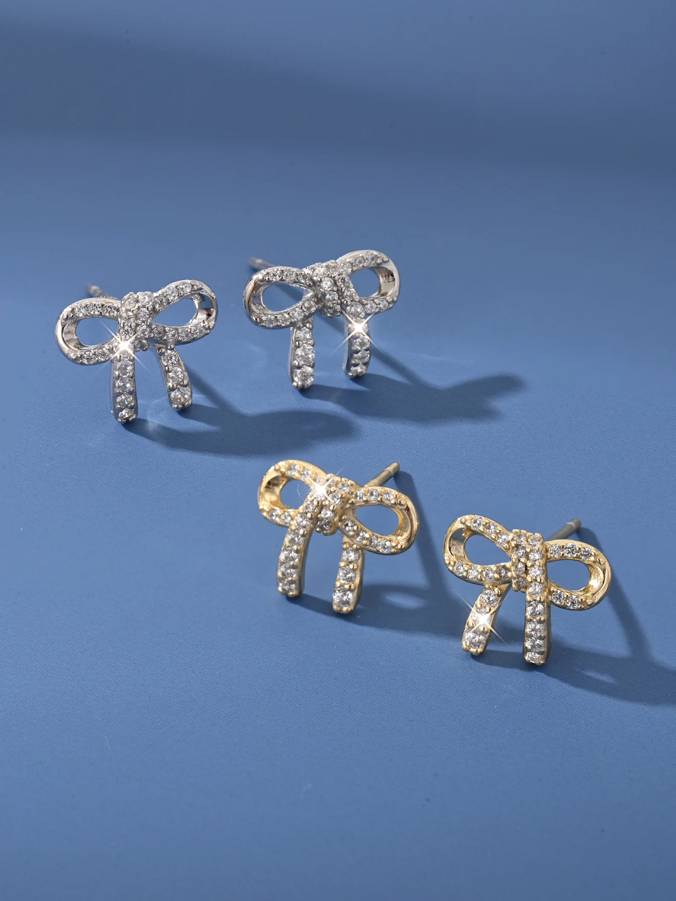 Funkelnde Schleife, süße Pendler-Ohrringe aus 925er-Sterlingsilber mit Zirkon eingelegt, luxuriöser Schmuck, Urlaubs-Geburtstagsgeschenk