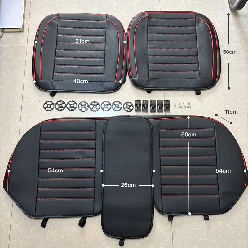 1Pcs PU Leather Car Universal Seat Cover Interior Auto Seat Kits Cushion Four Seasons Protector Mat Front Rear Rows Accessories