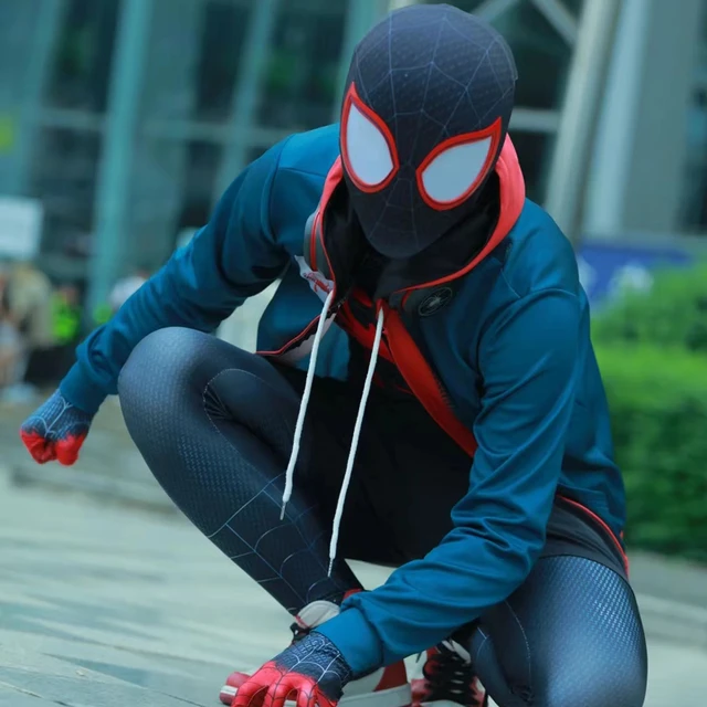 Spiderman 3D Printing Zipper Jacket Anime Hoodies MilesMorales Cosplay Costume Jumpsuit Spider Man Halloween Adult Bodysuit Coat AliExpress