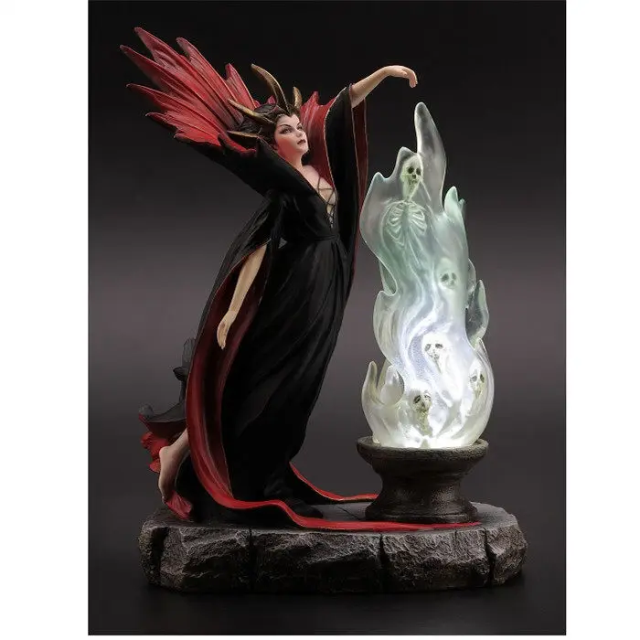 Dark Witch Sorceress Statue Resin Fantasy Mage with Spirit Summoning Figurine Gothic Home Decor Collectible Sculpture Gift